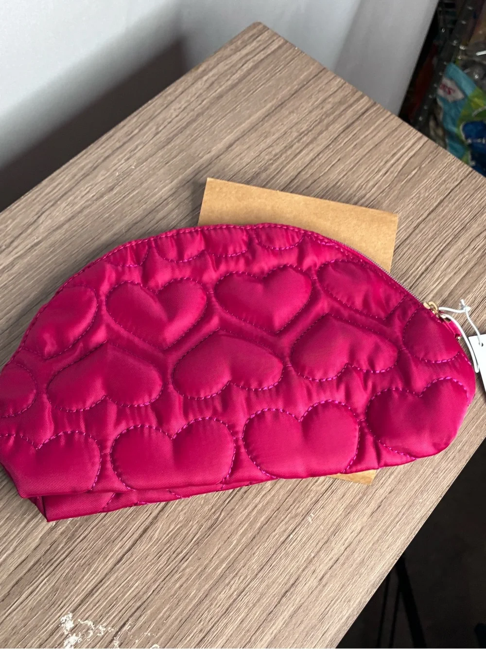 NWT kate spade Hot Pink Quilted Heart Cosmetic Pouch